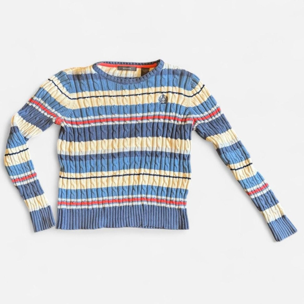 liz claiborne cable knit striped sweater S